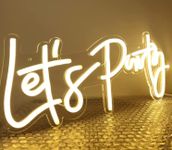 Let's Party Neon Signs LED Night Light for Wall Decor, Light Up Happy Birthday Neon Signs for Birthday Party, Wedding Party, Engagement Party Sign,16 x6 Inch