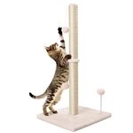 Dohump Cat Scratching Post, 84cm Tall Indoor Claw Scratcher with Premium Natural Sisal Rope, Heavy Base Covered with Soft Smooth Plush for Kittens and Cats, Beige