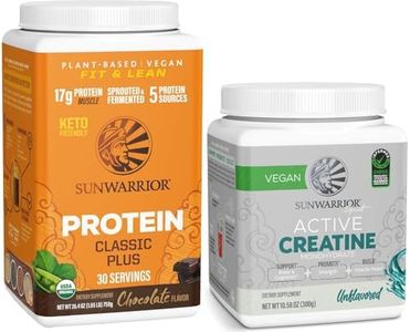 Creatine Powder & Chocolate Classic Plus Organic Protein Powder Set | Bundle & Save | Vegan Protein Superfood Blend plus Unflavored Creatine Monohydrate (60 Servings Unflavored, 30 Servings Chocolate)