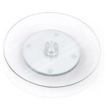 GWUK GLOW Lazy Susan Glass Turntable – Elegant Tempered Serving Tray Revolves 360Deg Rotating Board Plate Dish Table Centrepiece Serve Cakes Cheese Snacks, 25cm