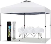 PHI VILLA Pop-up Canopy 10x10 Patio Tent Instant Gazebo Canopy with Wheeled Bag, Portable Lightweight Folding w/Adjustable Height,White