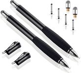 MEKO (2nd Generation) [2 in 1 Precision Series] Disc Stylus Pen for iPhone, iPad Pro/Mini/Air, Samsung Galaxy Note and All Touch Screen Devices Bundle with 6 Replacement Tips,Pack of 2(Black/Black)