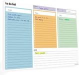 A4 To Do List Pad – 52 sheet Daily todo planner – 3 section undated desk organiser by Noted – 29x21cm - for work tasks, study revision and home planning – colourful 100gsm paper