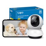 Tapo 2K QHD Indoor Camera , Pan/Tilt WiFi Security Camera, AI Detection CCTV Camera,360° Visual Coverage,Night Vision,Customizable privacy Mode,Cloud &Local Storage,Works with Alexa&Google (Tapo C220)