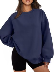 EFAN Womens Sweatshirts Hoodies Oversized Sweaters Crewneck Fleece Casual Tops Basic Comfy Fall Fashion Clothes 2026 Plus Size Maternity Workout Lounge Wear Winter Outfits DarkBlue M