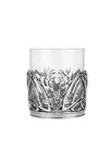 A E Williams Whisky Tumbler with Stag Head and Thistle Pewter Design | Heavy Bottom Crystal Glasses | Wine Cocktail Bourbon Drinking Glass | Unique Gift for Men Birthday Anniversary Party