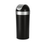 Umbra Venti 16.5-Gallon(11-20 Gallons) Swing Top Kitchen Trash Can – Large, 35-inch Tall Garbage Can for Indoor, Outdoor or Commercial Use, Black/Nickel