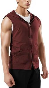 Ohoo Sleeveless Hoodie Vest Lightweight Slim Fit Zip Up Cotton Hooded Vest for Men with Dual Zipper, Dcf112-denimblue, XX-Large