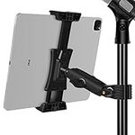 Peastrex Ipad Holder for Mic Stand, Tablet Phone Holder Micophone Music Stand Mount Adjustable Rotatabe with Super Handle Clamp for iPad Pro 12.9 Air Mini, Android, 4 to 13.5inch iPhones and Tablets