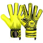 TOROGA Football Goalkeeper Gloves For Boys, Kids Children Youth Soccer Goalie Gloves with 4mm Latex Finger Spine Protection (Yellow Negative Cut, 4 - For 6-9 Years, Ambidextrous)