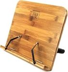 H&S Book Stand Bamboo Recipe Cookbook Holder Stand Kitchen Adjustable Bookrest Reading Rest