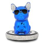 Car Air Freshener, Bulldog Bobbleheads Car Freshener Bling Diamond Frenchie Dashboard Decorations Funny Car Accessories Luxury Car Diffuser Long Lasting Car Fragrances for Men Women, Cologne (Blue)
