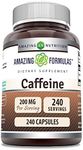 Amazing Formulas Caffeine Supplement 200 Mg (Non-GMO) - Supports Energy Metabolism & Endurance* -Promotes Focus & Alertness* (240 Capsules)