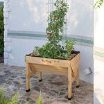 VegTrug Small (1m) Raised Outdoor Wooden Kitchen Garden Planter for Balcony Patio Terrace to Grow Vegetables Fruits and Herbs (Natural Color)