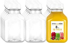 Reusable Clear Juice Bottles with Caps for Juicing & Smoothies, , 8 Ounce Empty Plastic Drink Containers for Mini Fridge, Juicer Shots, Small Water Bottles Bulk 8 oz (12 Pack)