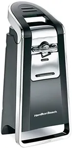 Hamilton Beach Smooth Touch Electric Automatic Can Opener with Easy Push Down Lever, Eliminates Sharp Edges, Opens All Standard-Size and Pop-Top Cans, Extra Tall, Black and Chrome (76606AG)