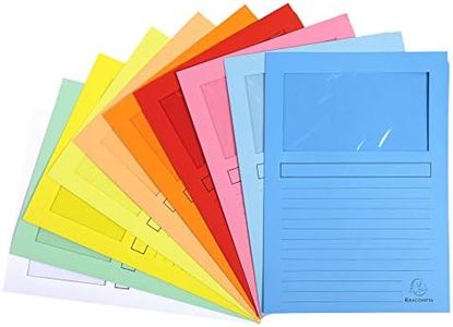 Exacompta - Réf. 50450E - Paquet de 10 chemises à fenêtre sans plastique SUPER 160 g/m² - couleurs pastel - chemises certifiées PEFC™ - dimensions 22 x 31 cm pour format A4 - 10 couleurs assorties