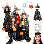 Sarvda Halloween Cloak Dress for Kids | Boys and Girls | Wizard Cloak | Pumpkin Basket | Dracula Teeth | Makeup Tattoo | Role Play School Theme Party | For 4 to 5 Year Boys and Girls