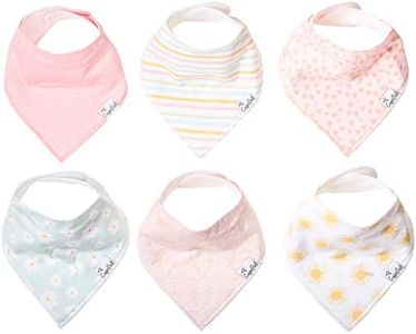 Copper Pearl Baby Bandana Bibs - 6 Pack Soft Cotton Baby Bibs for Drooling and Teething, Absorbent Drool Bibs for Baby Girl, Adjustable to Fit Newborns to Toddlers, Tons of Styles (Sunny Set)