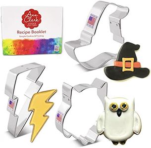 Witchcraft and Wizardry Cookie Cutters 3-Pc. Set Made in the USA by Ann Clark, Witch's Hat, Cute Owl, Lightning Bolt