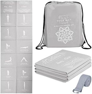 Tapis de yoga pliable pour les femmes,tapis d'exercice antidérapant pour la salle de sport à la maison,ensemble de yoga de voyage avec sangle d'étirement pour Yoga Pilates et fitness,173x61x5mm épais