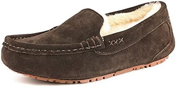 DREAM PAIRS Women's Fuzzy House Slippers Cozy Faux Fur Micro Suede Moccasins Slip on Loafer Shoes for Indoor and Outdoor,Size 9.5-10,Brown,AUZY-01