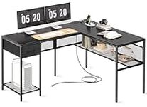 SUPERJARE L Shaped Desk with Power 