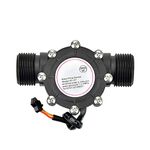 REES52 YF-G1 Water Pipe Flow Meter Sensor Counter / Flow Meter DN25 G1 Flow Range 2-100L/min ( Black )