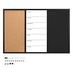 Navaris Combination Cork Board/Whiteboard/Chalkboard - 90x60cm Magnetic Memo Week Planner Notice Board - With Chalk, Push Pins, Marker, Magnets