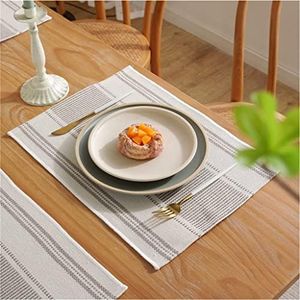 Placemats Set of 6 for Dining Table Décor, Woven Cloth Place Mats for Farmhouse Kitchen Tabletop, Handcrafted Machine Washable Cotton Table mats 13 x 19 Inch, Light Linen
