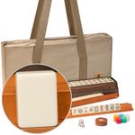 Yellow Mountain Imports American Mahjong Set, Mojave (Ivory) with Brown Soft Case, All-in-One Racks with Pushers, Wright Patterson Scoring Coins, Dice, & Wind Indicator