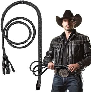GAGIFT WORLD 73" Faux Leather Cowboy Whip,Vintage Ringmaster & Catwoman Whip Western Equestrian Costume Accessory Halloween Party Prop Role-Play Gift for Adults & Kid