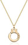 Dremmy Studios Gold Handcuff Necklace Lucky Engraved Pendant 14K Gold Plated Dainty Chain Simple Jewelry for Women