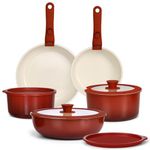 GiPP Pots and Pans Set Non Stick,11PCS Granite Nonstick Cookware Sets with Detachable Handle,Induction Kitchen Set Removable Handle,RV Cookware Set,PFAS PFOA Free,Oven Safe(Red Gradient,11PCS)