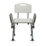 VMS Careline Adjustable Shower Chairs for Seniors & Elderly – Heavy Duty Bath Seat with Back, Padded Armrests, Anti-Slip Feet & Tool-Free Assembly - Omega