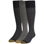 GOLDTOE Men's Over-The-Calf Dress Socks, 3-Pairs, Black/Charcoal, Large (Pack of 3)