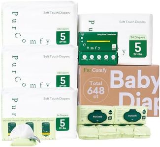 PurComfy Baby Diapers Essential Kit, 4 Pack Size 5 Diapers (136 Ct), 6 Pack (360Ct) Water Wipes and 2 Pack (120Ct) Dry Wipes, All in One Newborn Essentials Kit and Baby Gift for Sensitive Skin