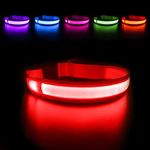 MASBRILL Light Up Dog Collar, LED Safety Collar with USB Rechargeable Super Bright Dog Flashing Collar with Waterproof, 4 Colors with 3 Sizes for Small Medium Large Dogs.