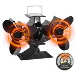 Hanaoyo Stove Fan, Newly Log Burner Fan with Twin Motors, Double Heat Powered Fireplace Fan, Silent Efficient Heat Circulation, Wood Burning Stove Fan for Fireplace/Wood Stove/Log Burner