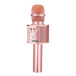 BONAOK Wireless Bluetooth Karaoke Microphone,3-in-1 Portable Instrument Wireless Microphone Mic Speaker Machine Home Party Birthday for All Smartphones(Champagne)