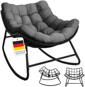 STEELSØN Veldora Schaukelstuhl – XXL Schaukelsessel outdoor/indoor – ergonomischer Gartensessel gepolstert - handgeflochtener Polyrattan - Loungesessel wetterfest & rutschfest – bis 125 kg - anthrazit