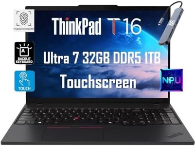 Lenovo ThinkPad T16 Gen 3 Business Laptop (16" FHD+ Touchscreen, Intel Ultra 7 155U (>i7-13700H)), 32GB DDR5 RAM, 1TB SSD, 5MP Webcam, 2xThunderbolt 4, Backlit, IST Hub, 2024 AI PC, Win 11 Pro