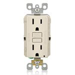 Leviton GFCI Outlet, 15 Amp, Self Test, Non Tamper-Resistant with LED Indicator Light, Protection from Electric Shock and Electrocution, GFNT1-T, Light Almond