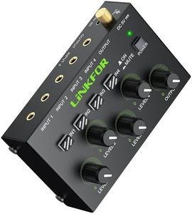 LiNKFOR 4 Channel 3.5mm Audio Mixer Stereo Audio Mixer Support RCA Input and Output Mini Active Stereo Mixer with Separate Volume Controls