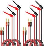 WWZMDiB 8 Pcs Banana Plug Test Leads 4mm Gold Plated Banana Plugs Test Clip Retractable Hook 3.28 ft Copper Wire for Multimeter Leads(4 Black + 4 Red)