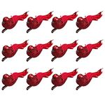 Dysetcs Artificial Red Cardinal Birds Simulated Foam Cardinal Bird Ornament Clip On Christmas Tree Fake Craft Bird for DIY Art Garden Wedding Wreaths Christmas Decor