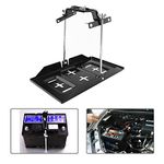 Battery Tray, Universal Metal Car Battery Tray Adjustable Hold Down Clamp Kit Clamp Width Adjustable Range 135-190mm for Glass Fiber Battery Box