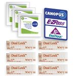 CANOPUS EZPass Mounting Strips: Adhesive Strips, Dual Lock Tape, Ezpass Tag Holder, Peel-and-Stick Strips (6 Sets - 12 pcs) with Alcohol Prep Pad (3 Pieces) - (Pack of 3)