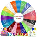 GEEETECH 3D Pen Filament Refills 20 Colors Total 328 Feet 3D Pen Refills 1.75mm 3D Pen PLA Filament Refills, Compatible with MYNT3D SCRIB3D 3D Printing Pen, High-Precision Diameter, No Clog, Safe