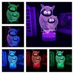 Xdorra Owl 3D Night Lights for Baby, 7 Color Changing LED Table Lamp Owls Home r2d2 3D Arts Decoration for Kids Gifts Home Decoration for Mom